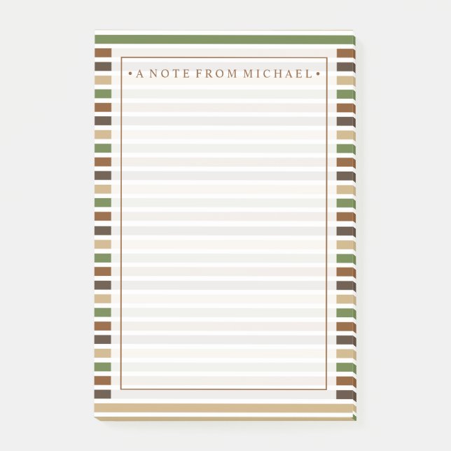Your Text | Khaki Stripes Post-it Notes (Front)
