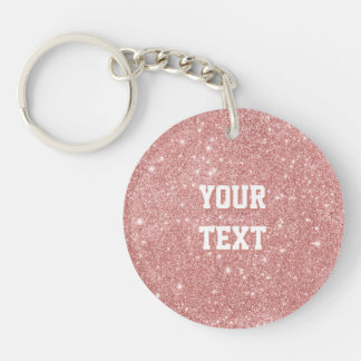 YOUR TEXT Luxury Faux Glitter Rose Gold Keychain