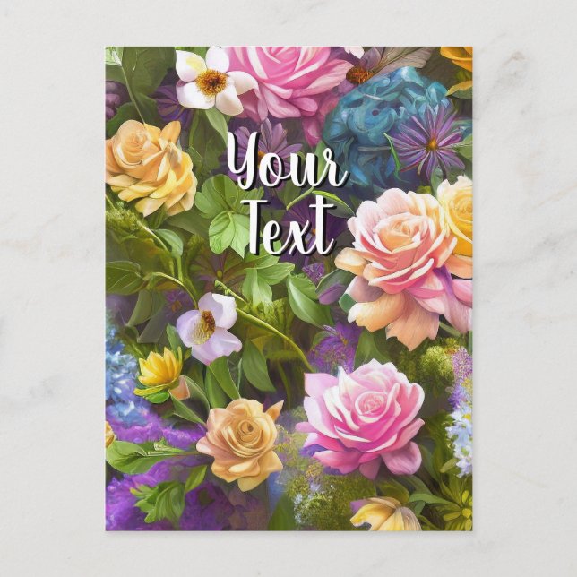 Your Text Mixed Flowers 9 Blossoms Template (Front)