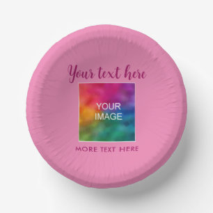 Your Text Name Photo Image Script Pink Template Paper Plate