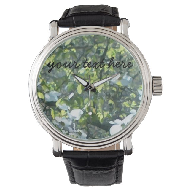 Your text on a White dogwood flowers background Watch (Front)