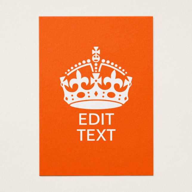 Your Text on Keep Calm Crown Orange (Front)