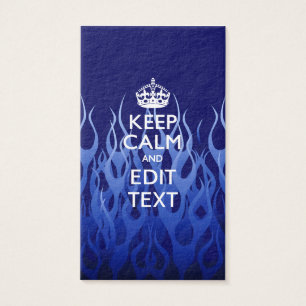 Your Text on Keep Calm on Blue Racing Flames