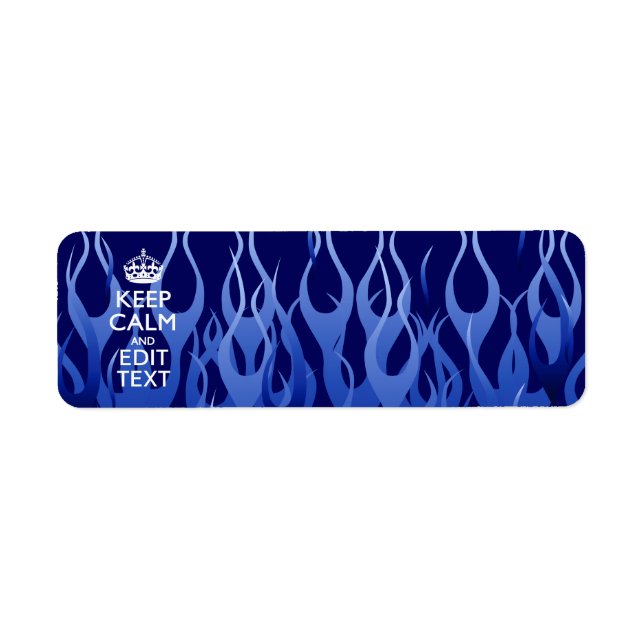 Your Text on Keep Calm on Navy Blue Racing Flames (Front)