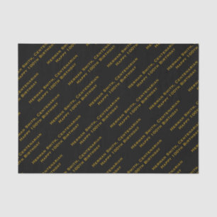 Your Text Pattern All Over Print Black/Gold Tissue Paper