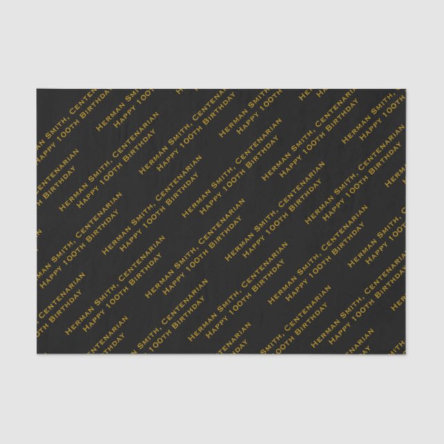 Your Text Pattern All Over Print Black/Gold Tissue Paper (Front)