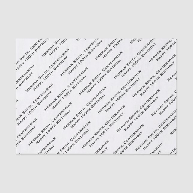 Your Text Pattern All Over Print Black/White Tissue Paper (Front)