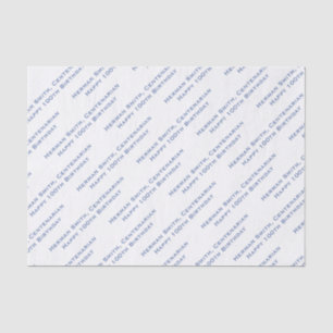 Your Text Pattern All Over Print Blue/White Tissue Paper