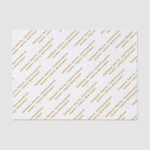 Your Text Pattern All Over Print Gold/White Tissue Paper