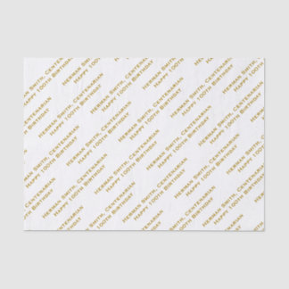 Your Text Pattern All Over Print Gold/White Tissue Paper