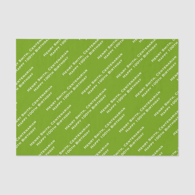 Your Text Pattern All Over Print Green/White Tissue Paper (Front)