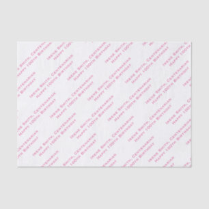 Your Text Pattern All Over Print Pink/White Tissue Paper