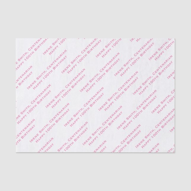 Your Text Pattern All Over Print Pink/White Tissue Paper (Front)