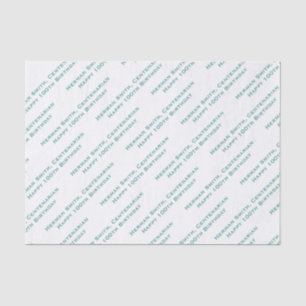 Your Text Pattern All Over Print Teal/White Tissue Paper