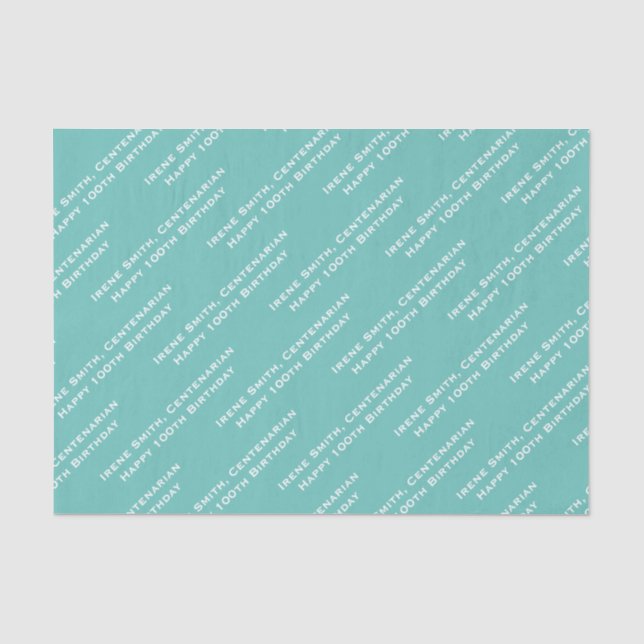 Your Text Pattern All Over Print Teal/White Tissue Paper (Front)