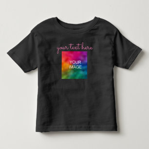 Your Text Photo Double Sided Print Pink Black Baby Toddler T-shirt