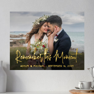 Your Text & Photo Wedding Remember this Moment Foil Prints