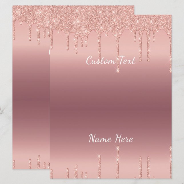 Your Text Rose Gold Blush Glitter Sparkle Drips  Program (Front/Back)