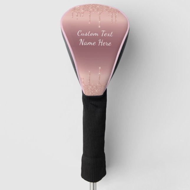 Your Text Rose Gold Blush Golf Head Cover (Front)