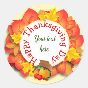 Your Text Thanksgiving Classic Round Sticker
