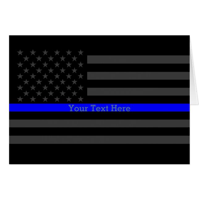Your Text Thin Blue Line Black US Flag Design (Front Horizontal)