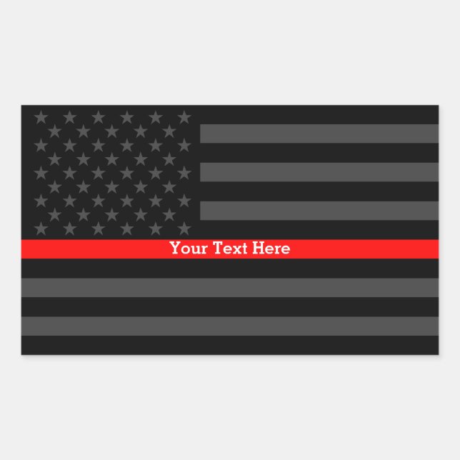 Your Text Thin Red Line Black US Flag Decor Sticker (Front)