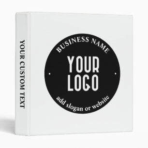 Your Text & Uploaded Logo   Editable Black & White Binder