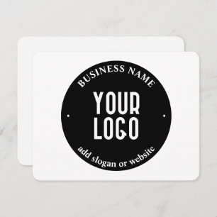 Your Text & Uploaded Logo   Editable Black & White Card