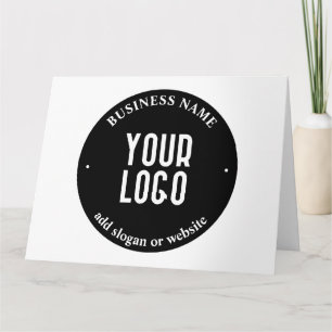 Your Text & Uploaded Logo   Editable Black & White Card
