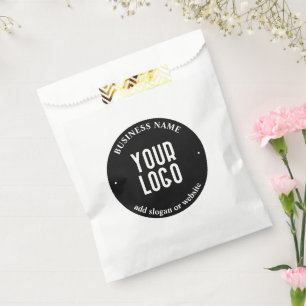 Your Text & Uploaded Logo   Editable Black & White Favour Bag