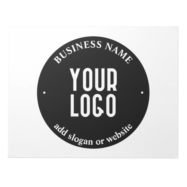 Your Text & Uploaded Logo | Editable Black & White Notepad (Front)