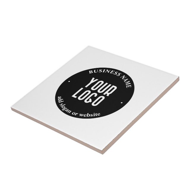 Your Text & Uploaded Logo | Editable Black & White Tile (Side)