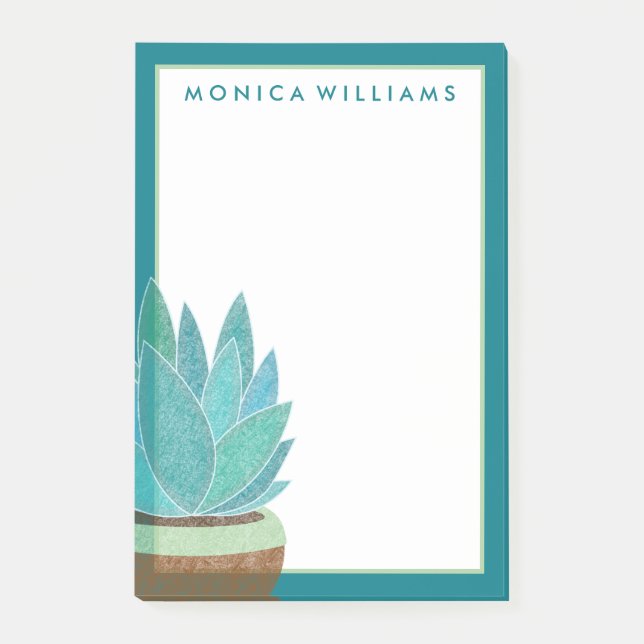 Your Text | Watercolor Succulent Cactus Post-it Notes (Front)
