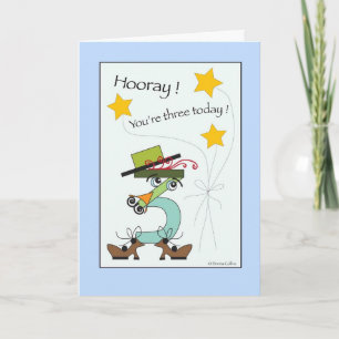 Your Three Blue Trim Birthday Card