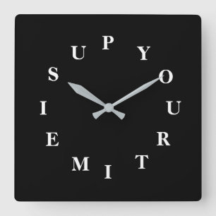 Your Time Is Up Black Wall Clock by Janz