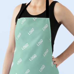 Your Uploaded Image or Logo Tiled   Light Teal  Apron