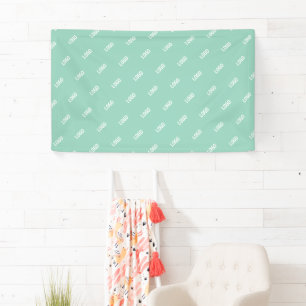 Your Uploaded Image or Logo Tiled Light Teal Banner