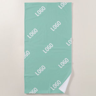Your Uploaded Image or Logo Tiled   Light Teal  Beach Towel