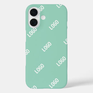 Your Uploaded Image or Logo Tiled   Light Teal  iPhone 16 Case