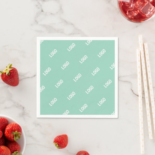 Your Uploaded Image or Logo Tiled | Light Teal  Napkin (Insitu)