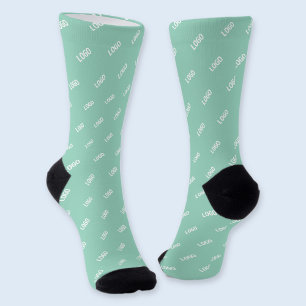 Your Uploaded Image or Logo Tiled   Light Teal  Socks