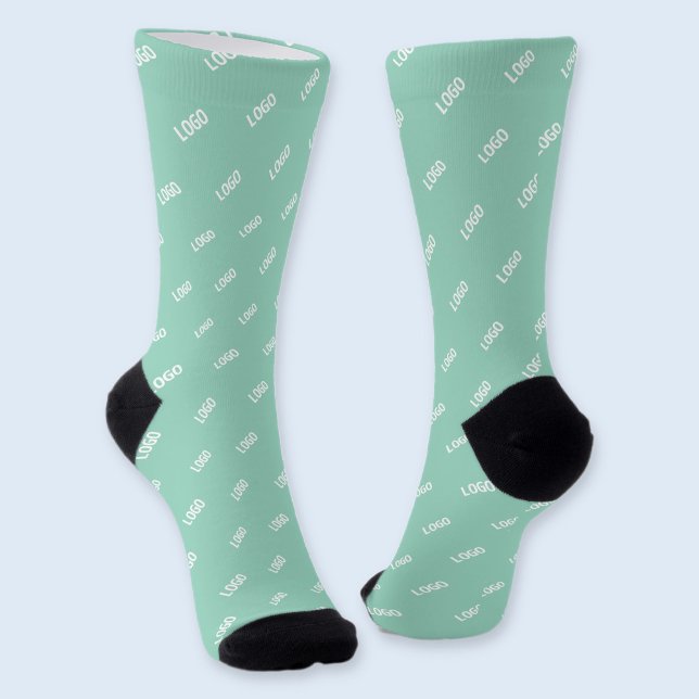 Your Uploaded Image or Logo Tiled | Light Teal  Socks (Creator Uploaded)