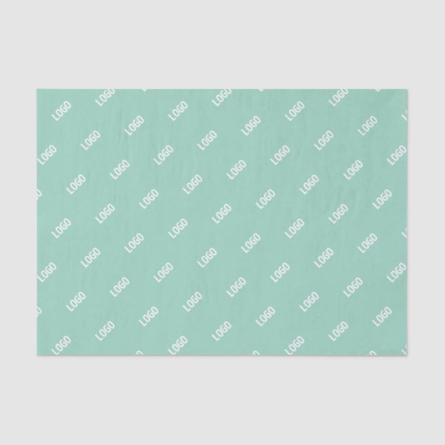 Your Uploaded Image or Logo Tiled | Light Teal  Tissue Paper (Front)