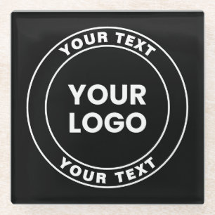 Your Uploaded Logo + Bold Circular Text Glass Coaster