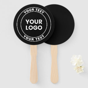 Your Uploaded Logo + Bold Circular Text  Hand Fan