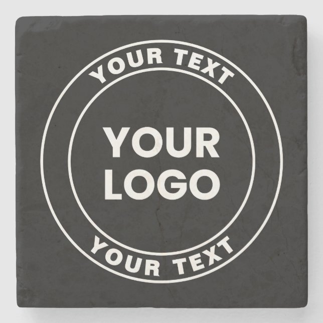 Your Uploaded Logo + Bold Circular Text  Stone Coaster (Front)