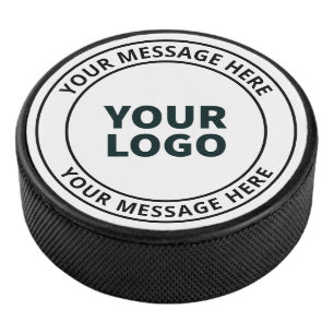 Your Uploaded Logo + Editable Circular Text Hockey Puck