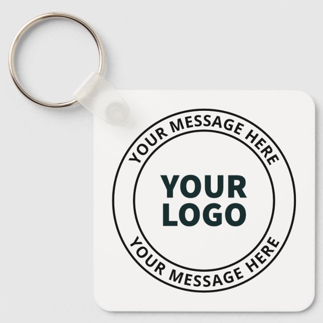 Your Uploaded Logo + Editable Circular Text  Keychain (Front)