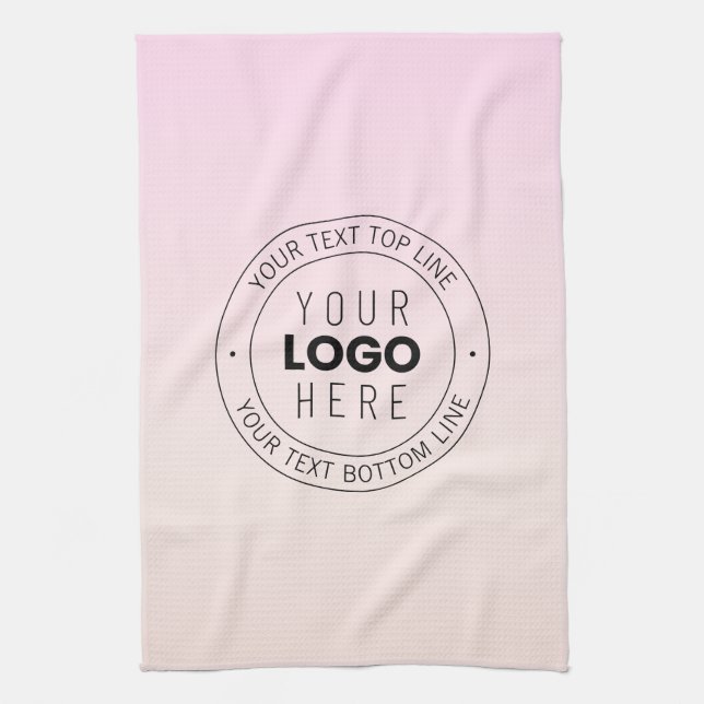Your Uploaded Logo | Editable Circular Text  Kitchen Towel (Vertical)