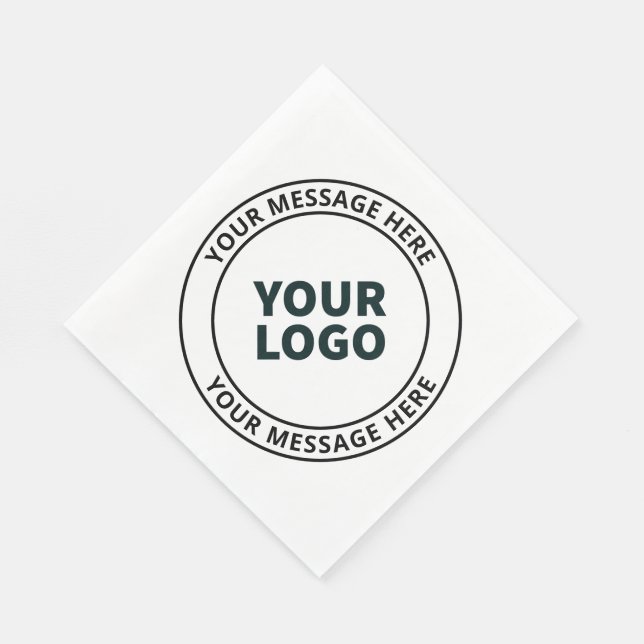 Your Uploaded Logo + Editable Circular Text  Napkin (Corner)